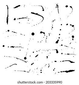 Vector set of editable ink blots, stains and splashes