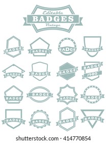 vector set of editable monochrome clear badges with a ribbons and text. 