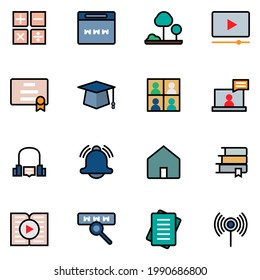 Vector set of Education icons. Flat line icons Educate and knowledge icon set. Simple graphic design ideas. Simple outline element collection. Editable Stroke