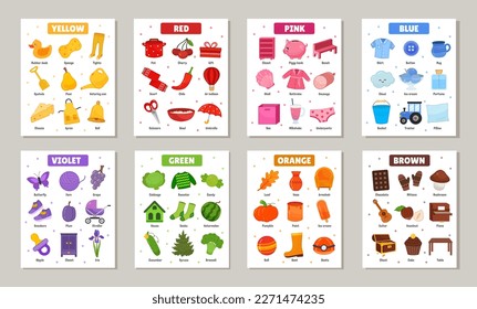 Vector set of educational color cards for kids.
