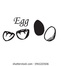 Vector set of egg in line art style. Sketch. Isolated on white background. Isolated.