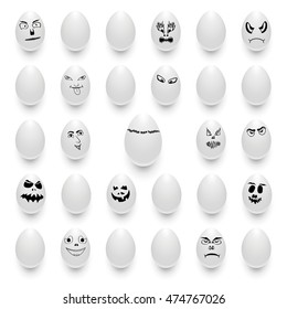 Vector set of eggs with different emotions