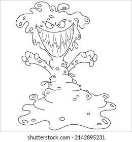 Conjunto de vectores de ocho monstruos lindos. Linea divertida de extraterrestres dibujados a mano para colorear páginas. Ilustración vectorial plana.
