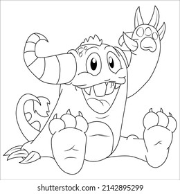 Vector set of eight cute monsters. Funny line hand-drawn aliens for coloring pages. Flat vector illustration.