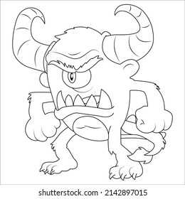 Vector set of eight cute monsters. Funny line hand-drawn aliens for coloring pages. Flat vector illustration.