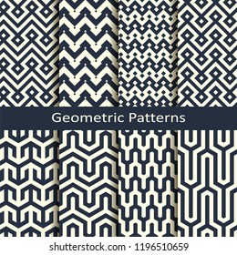 vector set with eight geometric patterns. design for covers, wrapping, interior