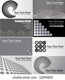 Vector set of eight gray business card designs