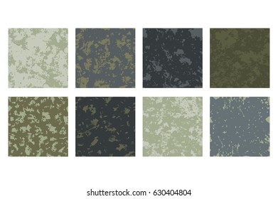 vector set of eight seamless grunge patterns with stains. EPS