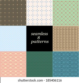 Vector set of eight seamless patterns Vector set of eight seamless patterns