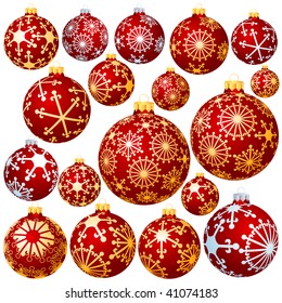 vector set of eighteen different christmas balls