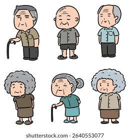 vector set of elder people