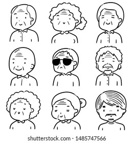 vector set of elder people cartoon