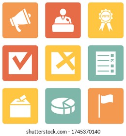 Vector Set of Elections Icons. Politics Vote Pictograms.