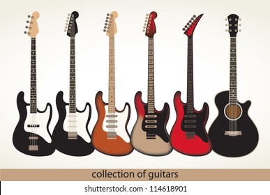 vector set of electric and acoustic guitars