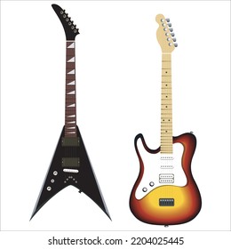 Vector Set Of Electric Guitar Illustration Isolated On White Background