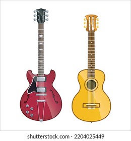 Vector Set Of Electric Guitar Illustration Isolated On White Background