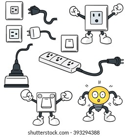 vector set of electric switch and plug