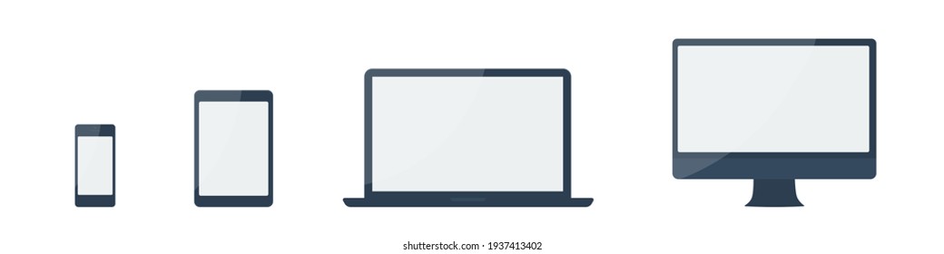 vector set of electronic devices - phone, tablet, laptop, monitor