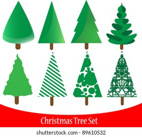 Vector set of elegant Christmas tree illustrations