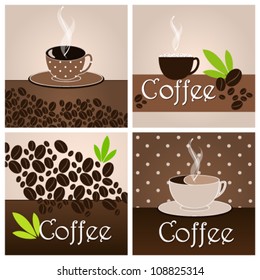 Vector set of elegant coffee themed backgrounds illustration