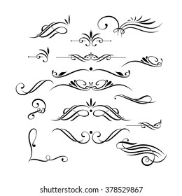 Vector set of elegant curls and swirls. Elements for design. Ornate lines.