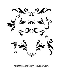 Vector set of elegant curls and swirls. Elements for design. Ornate lines.