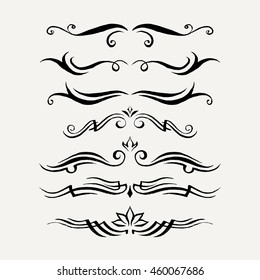 Vector set of elegant curls and swirls. Elements for design. Ornate lines.