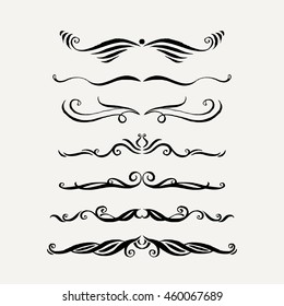 Vector set of elegant curls and swirls. Elements for design. Ornate lines.