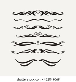 Vector set of elegant curls and swirls. Elements for design. Ornate lines.