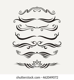 Vector set of elegant curls and swirls. Elements for design. Ornate lines.