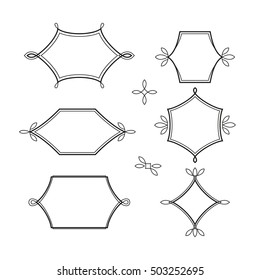 Vector Set of Elegant Frames. Linear Badges Isolated on White Background.