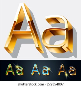 Juego de vectores de elegante letra de joyería de oro. Letra A