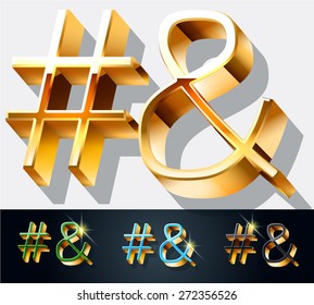 Vector set of elegant gold jewelry font. Symbols
