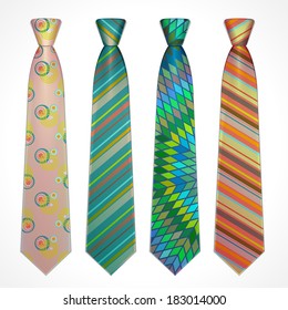 Vector set of elegant neckties of different colors