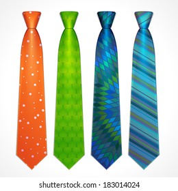 Vector set of elegant neckties of different colors