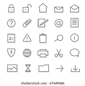 Vector set of elegant simple icons for common computer functions