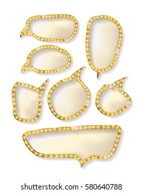 Vector set of elegant sparkling black and gold web buttons. bubble cinema set. Vector illustration. isolated on white background