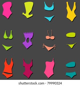 Vector set of elegant swimsuit icons