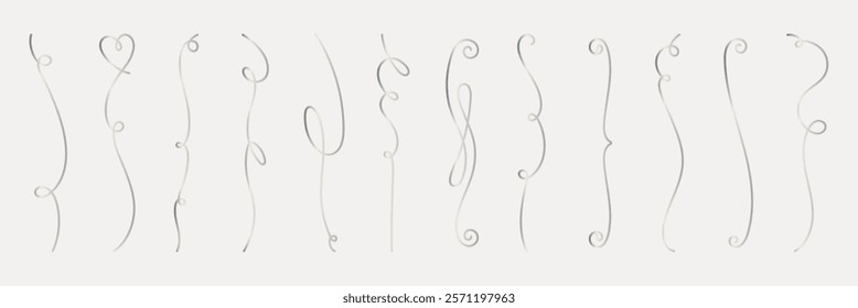 Vector set. Elegant swirls and curls in a minimalist design. Swirls and curls add a decorative touch. Perfect for creative projects needing swirls and curls. Hand drawn ornament vector set.