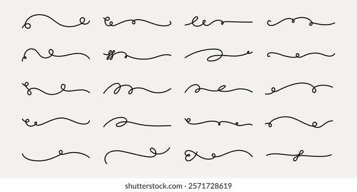 Vector set. Elegant swirls and decorative lines, perfect for design. Swirls add elegance, decorative lines enhance style. Use swirls and lines for creative projects. Hand drawn ornament vector set.