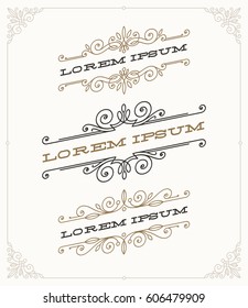 Vector set of elegant vintage ornamental emblems and logos templates