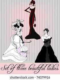 vector set of elegant women