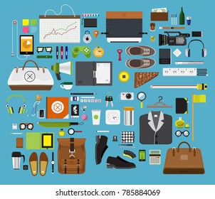 Vector set element fashion item and device for working lifestyle. Illustrate