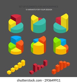 Vector set of element for infographics. 9 variants