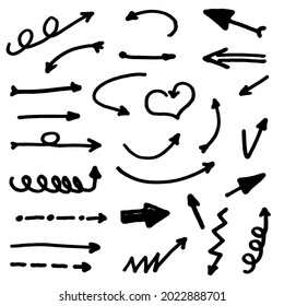 vector set elements arrows black white background marker pen ink graphics sketch writing isolated education training school packaging decoration creativity art design scrapbooking 