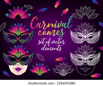 vector set of elements for carnival