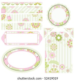 Vector Set of elements for design. Collection "for Mom". Floral motive.