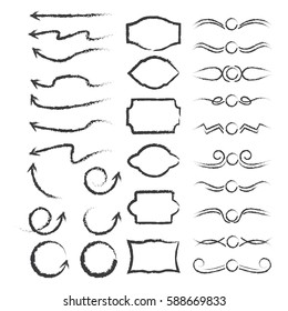 Vector set elements for design and page decoration. A set of dividers, frames, arrows for your ideas.