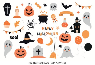 Vector set of elements for halloween