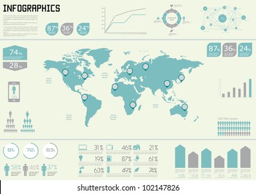 Vector Set elements of infographics. World Map and Information Graphics